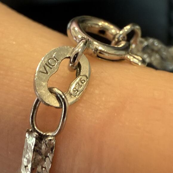 Vintage 925 Sterling Silver 19.5” Braided Herringbone Necklace Signed Vior Italy - Picture 4 of 6